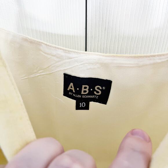 ABS by Allen Schwartz Light Yellow Linen Fit and Flare Dress - Picture 4 of 8